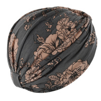 Soft Floral Print Turban | Option S1 | S/M | Antique Pink and Grey Floral Print