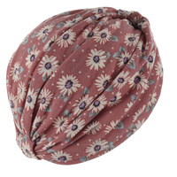 Soft Floral Print Turban | Option S6 | S/M | Dusty Pink with Daisy Flower Print