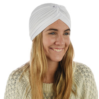 Slip-on Pleated Fashion Turban | White