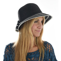 Big Bow Cloche Bucket Sun Hat  | Black