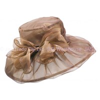 Organza Evening Hat Double Layered | Khaki Light Bronze 
