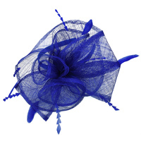 Sinamay Feather Hatinator Fascinator | Blue - Royal Blue