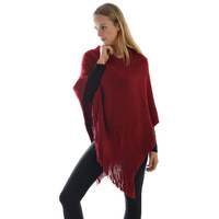 Classic Stretch Poncho | Red - Wine Burgundy