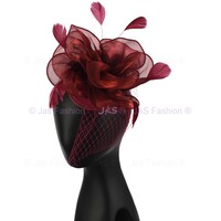 Organza 8 Petaled Fascinator | Burgundy