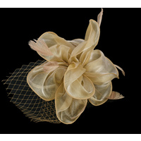 Organza 8 Petaled Fascinator | Dusty Gold