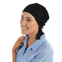 Stretch Layered Ruffle Scarf Wrap - Jenny | Squid Ink Black