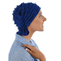 Stretch Layered Ruffle Scarf Wrap - Jenny | Blue - Royal Blue