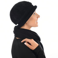 Angora Cloche Bucket Hat | Black