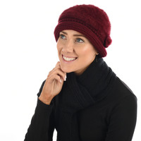 Angora Cloche Bucket Hat | Red - Wine Burgundy