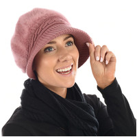 Wide Brim Angora Bakerboy Hat | Pink - Dusty Pink