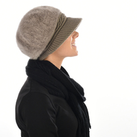 Wide Brim Angora Bakerboy Hat | Bronze - Light Brown / Dark khaki