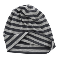 Stretch Sleep Cap with Wide Stripes | Black & Grey | S/M