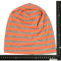 Stretch Sleep Cap with Wide Stripes | Orange & Grey | S/M