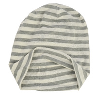 Stretch Sleep Cap with Wide Stripes | Light Grey & White | S/M