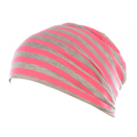 Stretch Sleep Cap with Wide Stripes | Hot Pink & Grey | XS/S