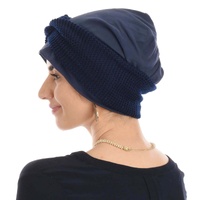 Jersey Cotton beanie n Knit Turban Headband | Navy | S/M