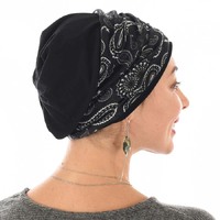 Black Premium Cotton Beanie with Seamless Headband
