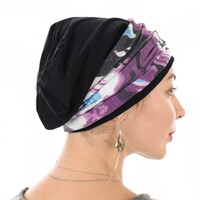 Black Premium Cotton Beanie with Seamless Headband | Option 5 | L/XL