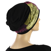 Black Premium Cotton Beanie with Seamless Headband | Option 9 | L/XL