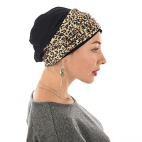 Black Premium Cotton Beanie with Seamless Headband | Option 11 | L/XL