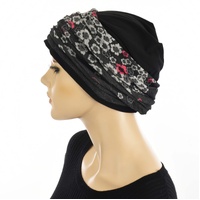 Black Premium Cotton Beanie with Seamless Headband | Option 15 | L/XL