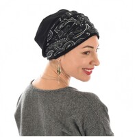 Black Premium Cotton Beanie with Seamless Headband | Option 16 | L/XL