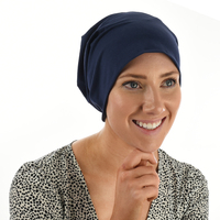 Premium Cotton Slip-on Sleep Cap Beanie | Blue - Navy Blue / Dark Blue | M/L/XL