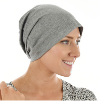 Premium Cotton Slip-on Sleep Cap Beanie | Medium Grey | M/L/XL