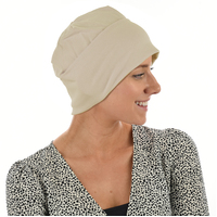 Premium Cotton Slip-on Sleep Cap Beanie | Beige | S/M