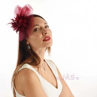 Rabbit Ear Feather Fascinator  | Maroon Wine Burgundy 