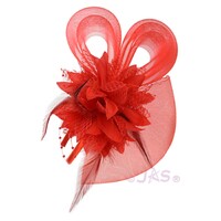 Rabbit Ear Feather Fascinator  | Red