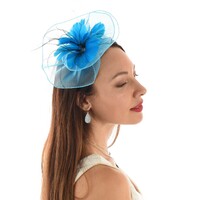 Headband and Clip Twin Flower Fascinator  | Aqua Blue