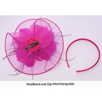 Headband and Clip Twin Flower Fascinator  | Pink - Hot Pink