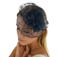 Mini Top Hat Fascinator | Blue - Navy Blue / Dark Blue