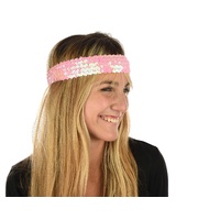 Wide Stretch Glitter Headband  | Metallic Pink
