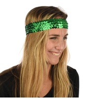 Wide Stretch Glitter Headband  | Metallic Green