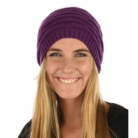 Double Striped Slouch Beanie | Purple - Medium Purple