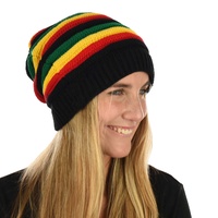 Reggae Slouch Rasta Beanie | #1 Red Yellow Green Colour Contrast Beanie ONLY