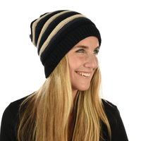 Colour Contrast Slouch Rasta Beanie Beige and Black | Beanie ONLY