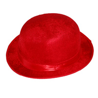 Velvet Costume Bowler Hat | Red