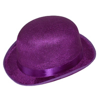 Velvet Costume Bowler Hat | Purple - Dark Purple Violet