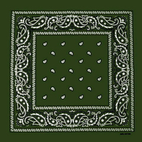 Paisley Print Cotton Bandana  | Green - Olive Green