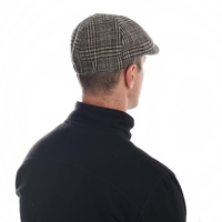 Wool Touch Plaid Check Ivy Hat | Black & Beige Checked Pattern
