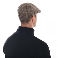 Wool Touch Plaid Check Ivy Hat | Camel and Dark Brown Checked Pattern