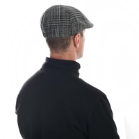 Wool Touch Plaid Check Ivy Hat | Black and Grey Checked Pattern