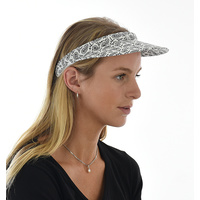 Small Brim Paisley Print Clip-On Visor | White