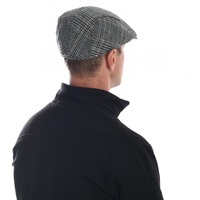 Men's Check Ivy Hat - Beckham | Grey White & Black accented with Blue Check |57-58cm