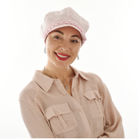 High Crown Bakerboy Chemo Hat with Braid Hatband | Pink | High Crown