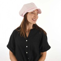 High Crown Bakerboy Chemo Hat with Braid Hatband | Pink | Modified Crown | Stretch Fit