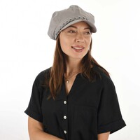 High Crown Bakerboy Chemo Hat with Braid Hatband | Light Grey | Modified Crown | Stretch Fit